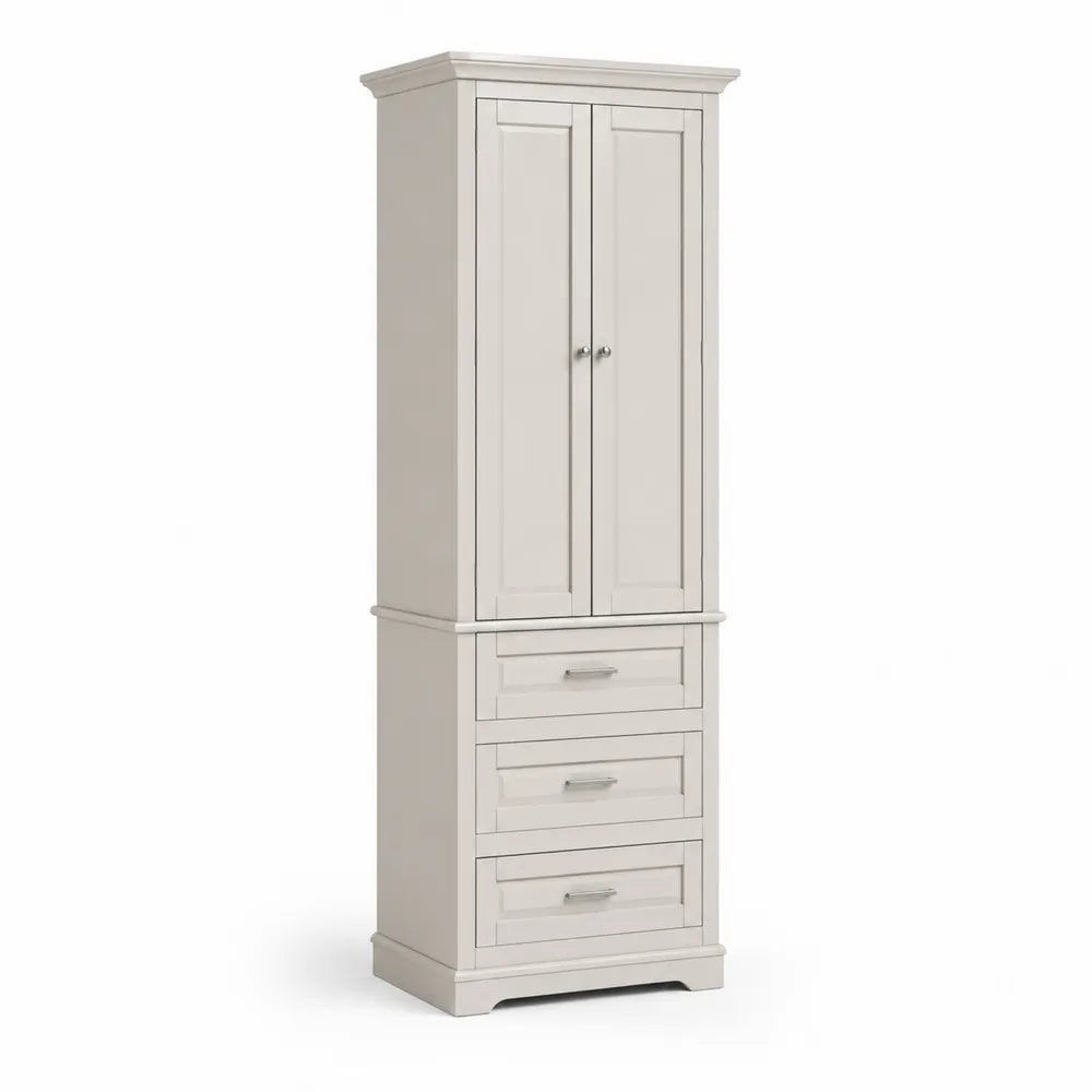 Weißer Kleiderschrank aus MDF mit Türen und Schubladen