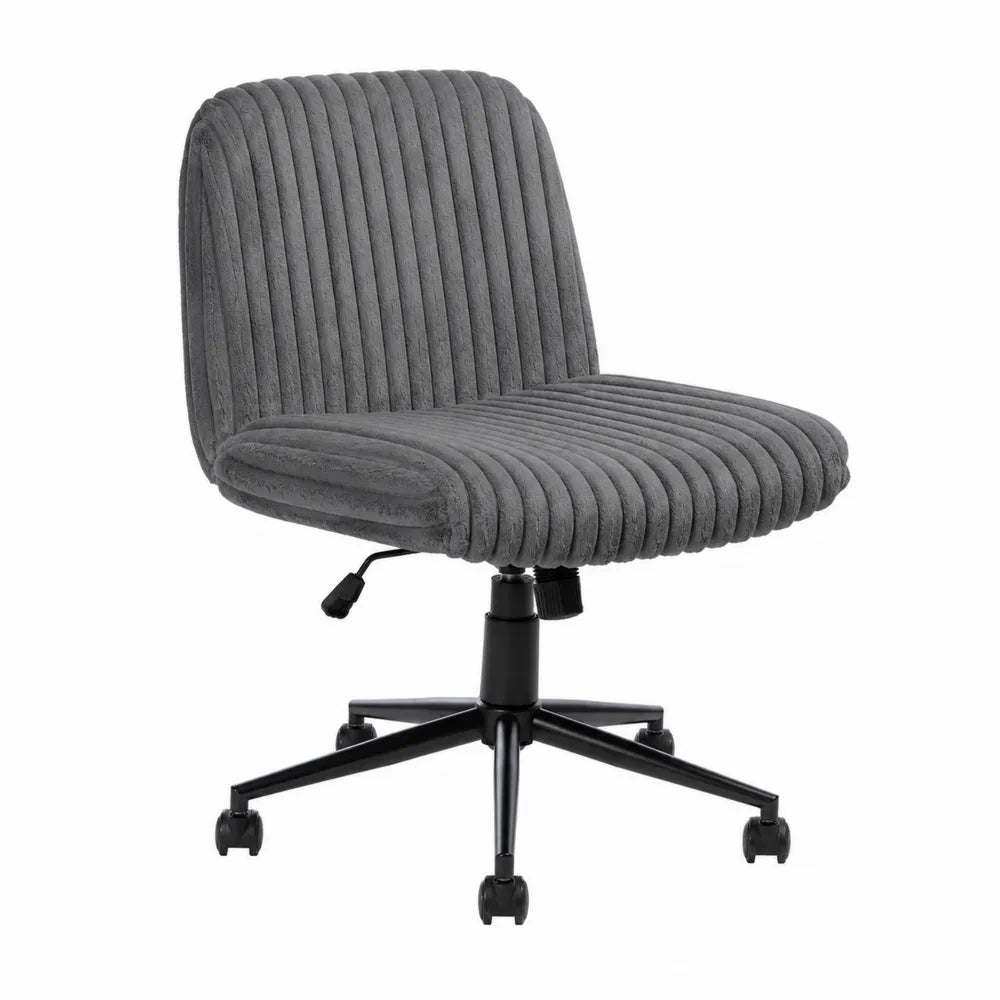 Drehbarer Bürostuhl aus Cordstoff Grau mit Metallbasis
