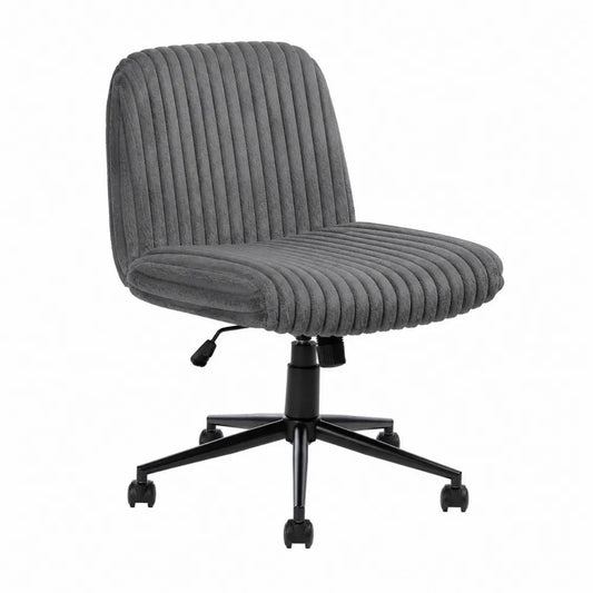 Drehbarer Bürostuhl aus Cordstoff Grau mit Metallbasis