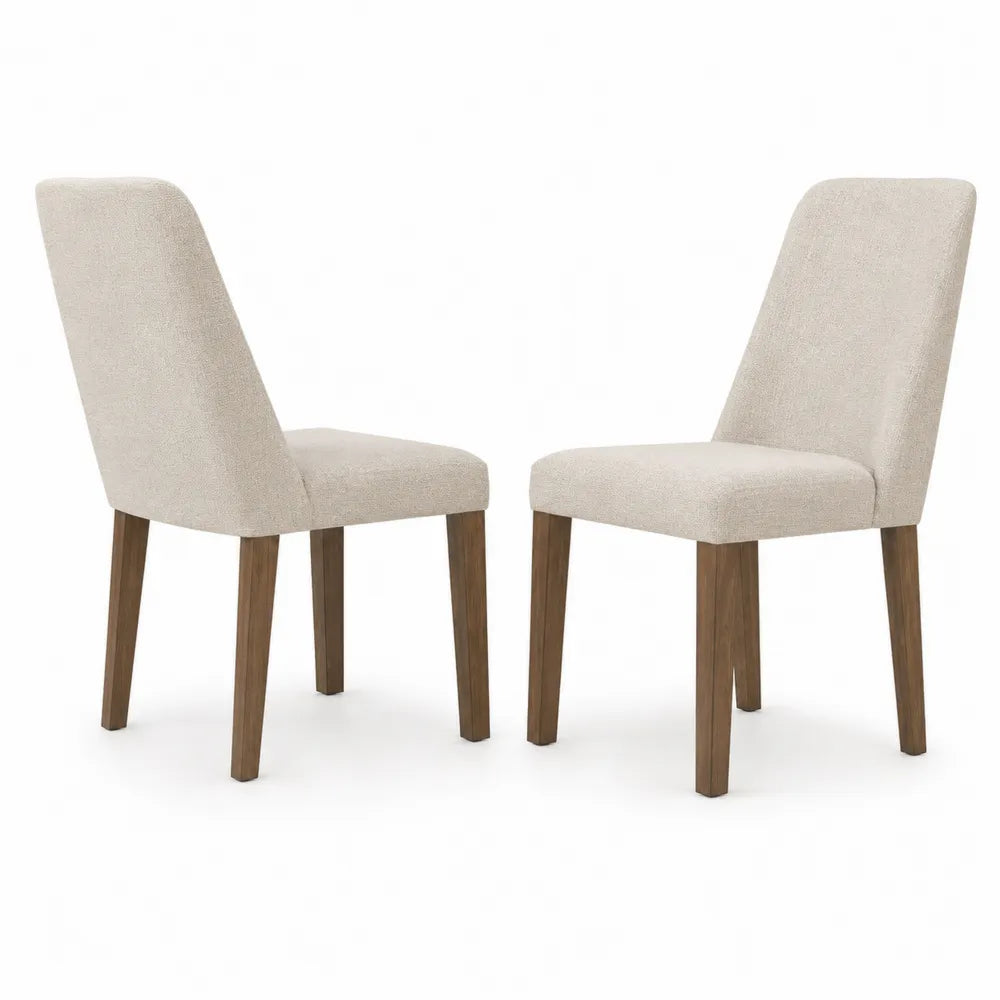 Esszimmerstühle Set Beige Stoff Eichenholz
