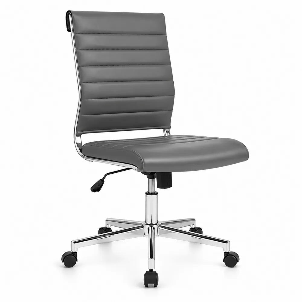 Bürostuhl Grau PU-Leder und Chrom