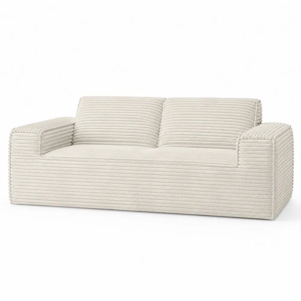 Zweisitzer Sofa Beige Cordstoff 200cm