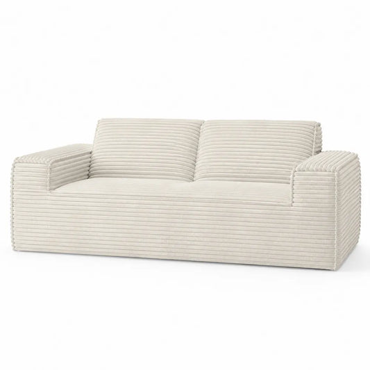 Zweisitzer Sofa Beige Cordstoff 200cm
