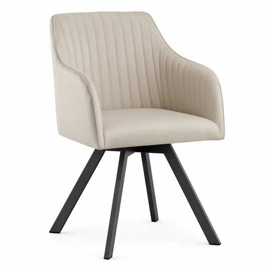 Esszimmerstuhl Kunstleder Metall Beige