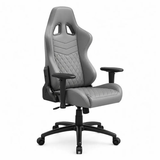 Ergonomischer Bürostuhl PU-Leder Grau Verstellbar 120kg