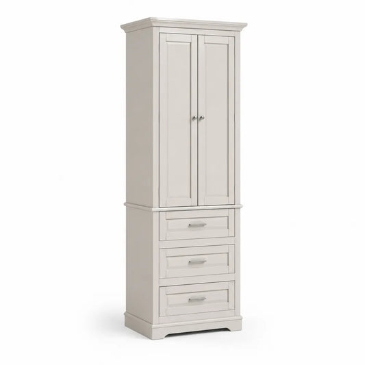 Weißer Kleiderschrank aus MDF mit Türen und Schubladen